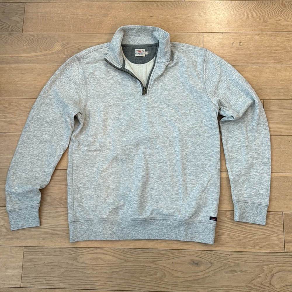 Faherty Movement Quarter Zip Sweater - Mineral Gray - M